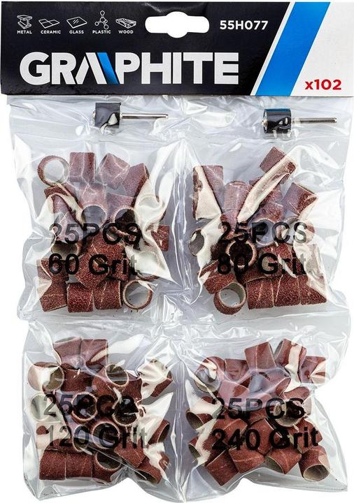 Produktbild Graphite accessories for mini drill (Sanding belt 12.7 mm, K60, K80, K120, K240, set of 100 pcs., +