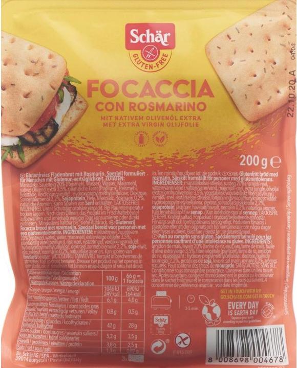 Immagine prodotto Schär Focaccia senza glutine al rosmarino (200 g)