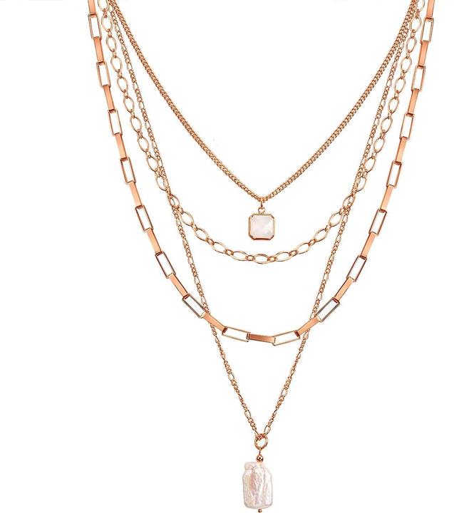Actual product image Lulu & Jane Metal alloy glass freshwater cultured pearl yellow gold 42.0/50.0/56.0/64.0 cm base chain + 3.0 - (Metal alloy)
