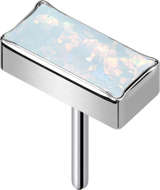 Produktbild Star Piercing Threadless rechteck silber Opal weiss (ohne Messing, Titan G23)
