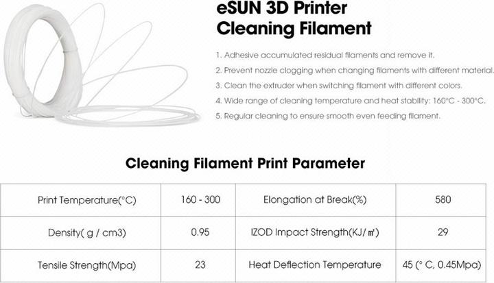 Image du produit eSUN Filament de nettoyage 1.75mm (1.75 mm, 100 g, Transparent)