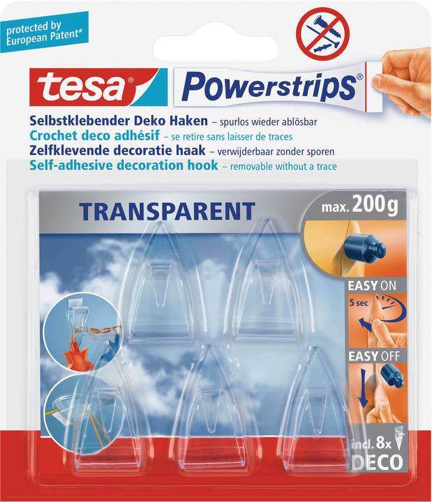 Actual product image tesa Powerstrips Transparent Decorative Hooks SMALL