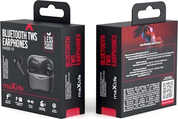 Image du produit Maxlife Écouteurs Bluetooth TWS MXBE-01 noir (6 h, Sans fil)