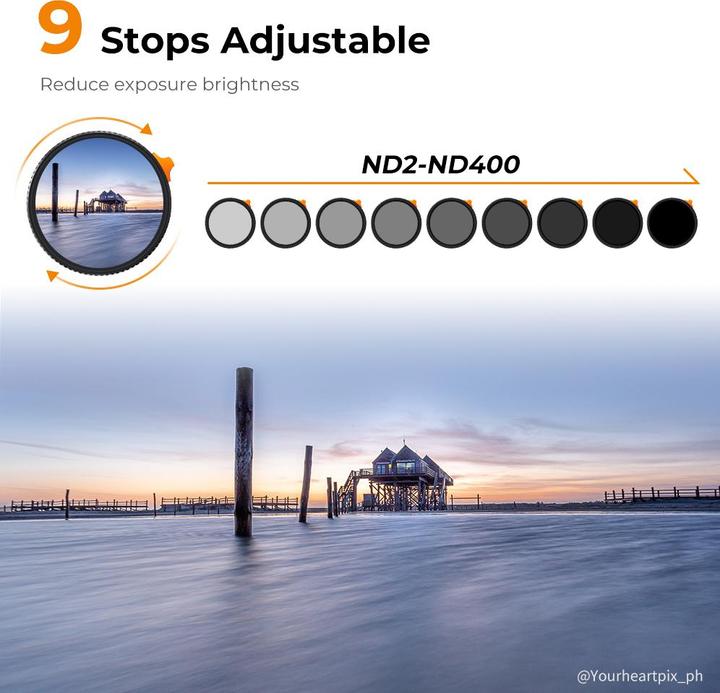 Image du produit K&F Concept Filtre pour objectif 55MM ND2-ND400 variable (1-9 Stops) 28 couches vertes multicouches HD
