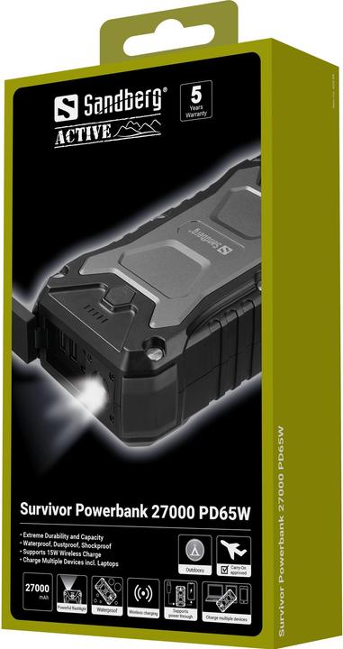 Image du produit Sandberg Survivor (27000 mAh, 65 W, 99.90 Wh)