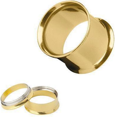 Produktbild Hermex 20mm Ohr Plug Expander Dehnungsstecker Piercing DOUBLE FLARED TUBE Titanium - Goldig (Titan)