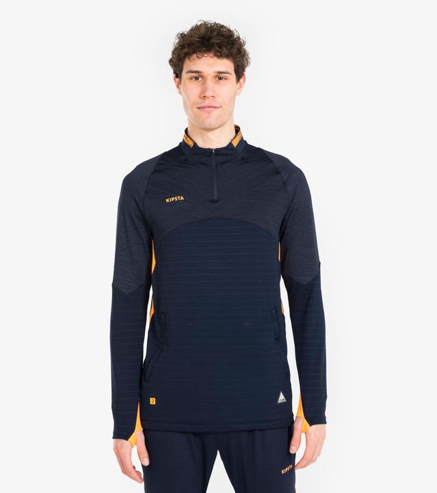 Immagine prodotto Kipsta Calcio donna/uomo 1/2 Zip - CLR blu navy/arancio (M)