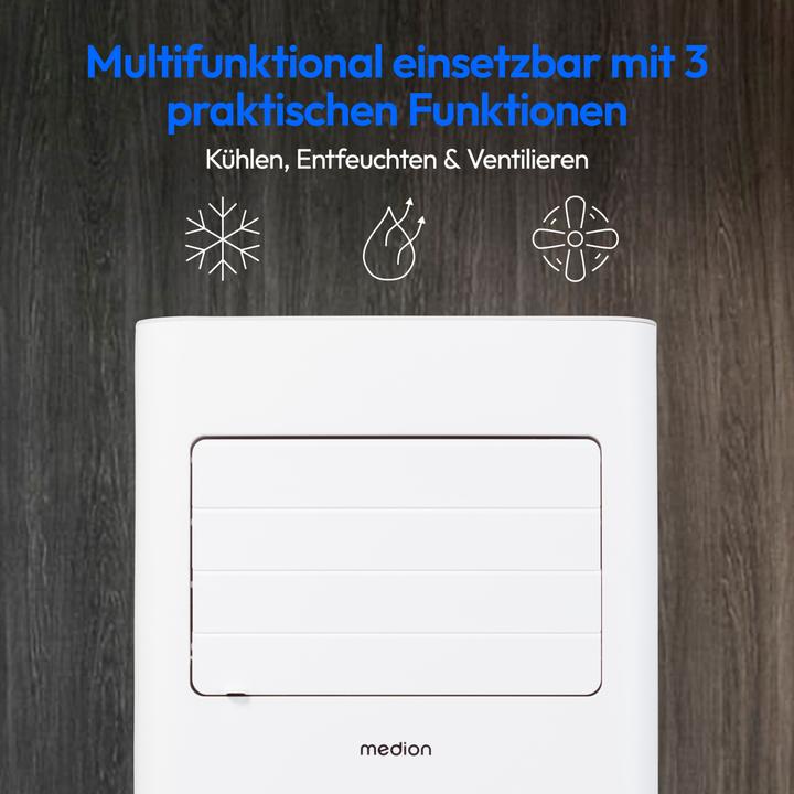 Produktbild Medion LIFE® E701 KLIMAANLAGE (MD 37730) Kühlen, Entfeuchten und Ventilieren, Kühlleistung 7.000 BTU, Kühlm (25 m², 7000 BTU/h)