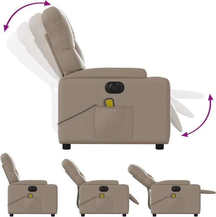 Image du produit VidaXL Fauteuil de massage Fauteuil de relaxation Fauteuil électrique Marron cappuccino