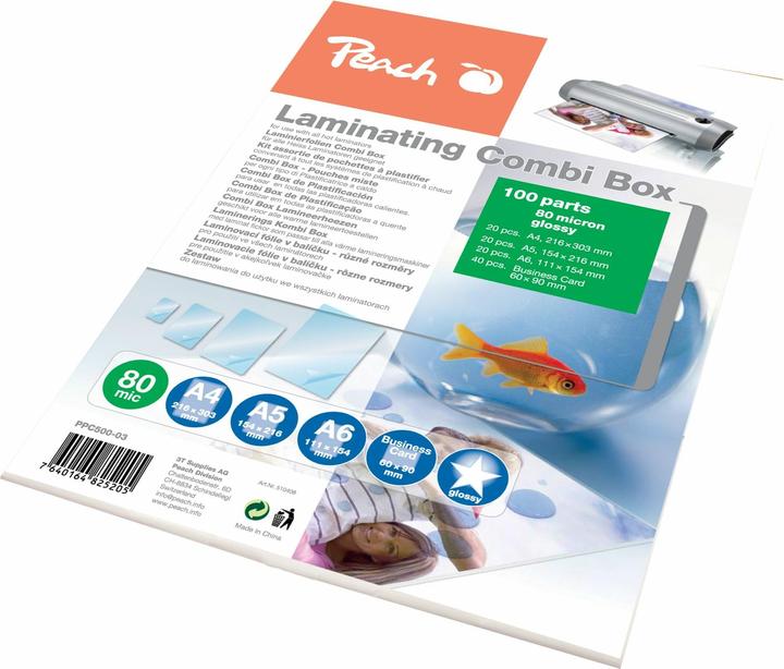 Peach Boîte combinée à plastifier (A4, A5, A6, Carte de visite, 100 pièce(s), 80 µm)