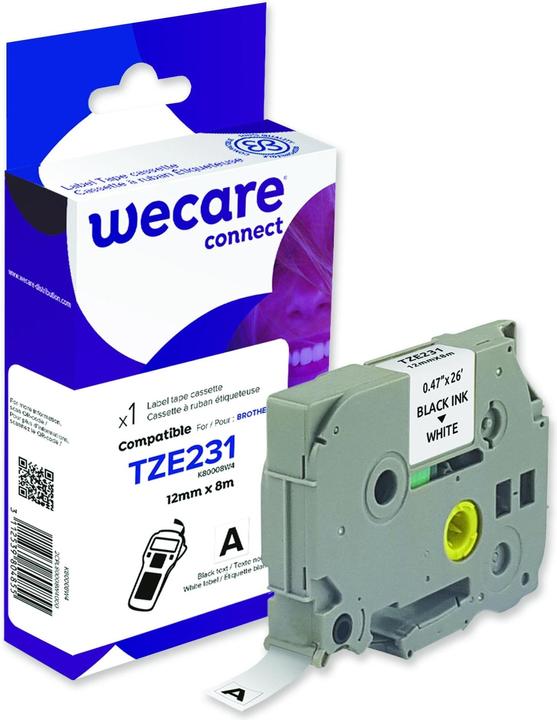 Wecare Writing tape compatible with Brother TZE-231 (1.20 cm, White)