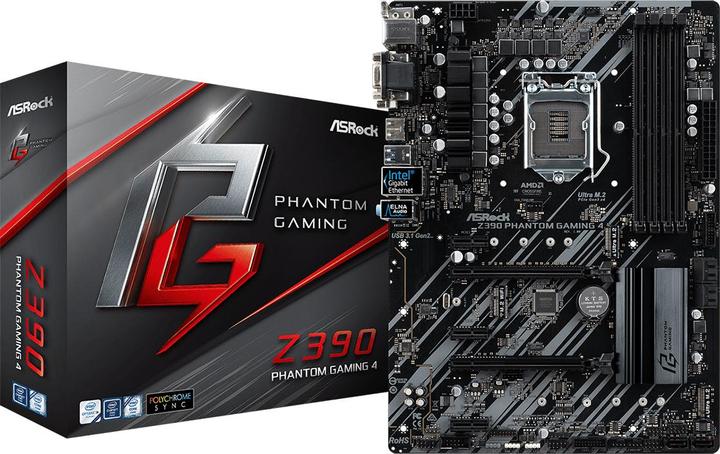 Actual product image AsRock Z390 Phantom Gaming 4 (LGA 1151, Intel Z390, ATX)