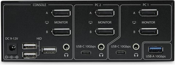 Actual product image StarTech COM 2-Port Dual-Monitor DisplayPort KVM Switch DP 1.4 8K 60Hz 4K 144Hz 2x USB 3.2 10Gbps Po