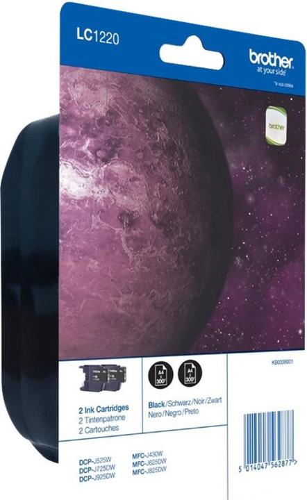 Produktbild Inkadoo Brother LC-1220BKBP2DR Tintenpatrone schwarz Doppelpack 300 Seiten ISO/IEC 24711 VE=2 Schwarz (BK)