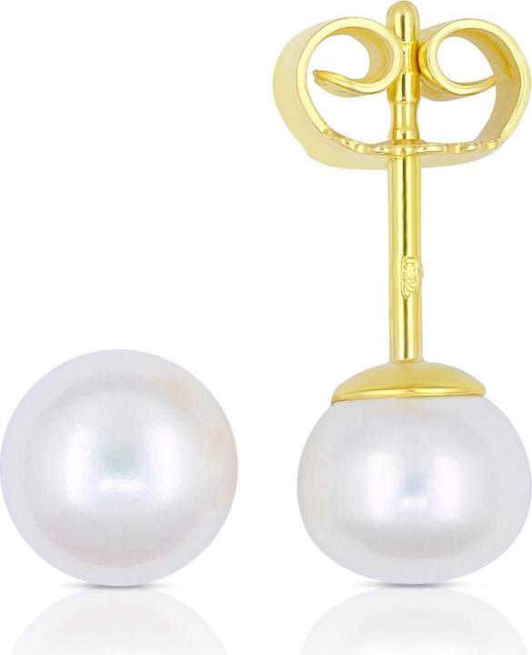 Muau Stud earrings yellow gold 750 freshwater pearl 6-6.5mm (750/18K Gelbgold)
