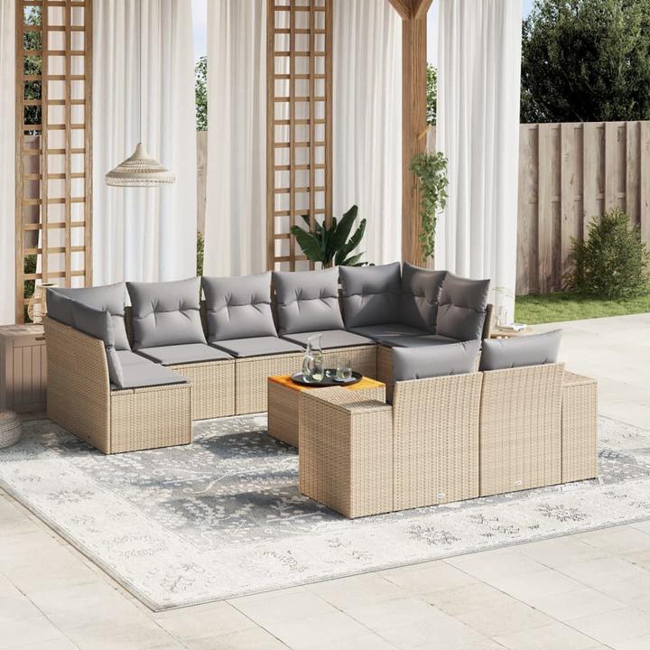 Image du produit VidaXL Meuble de jardin Canapé Salon de jardin Ensemble de jardin 10 pièces Beige