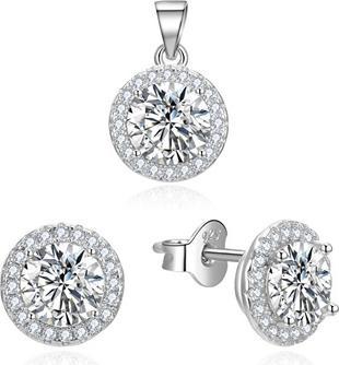 Beneto Shiny jewellery set with zirconia AGSET360 (pendant. earrings)