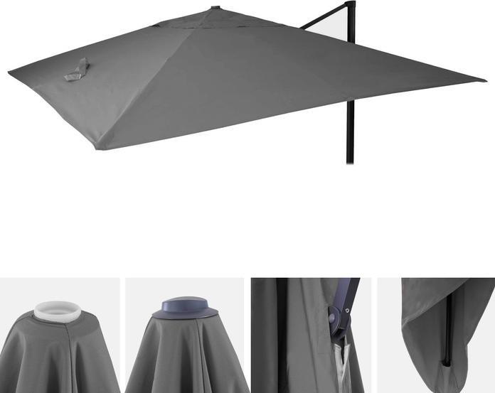 Produktbild Swisshandel24 Bezug für Luxus-Ampelschirm, Sonnenschirmbezug Ersatzbezug, 3x3m (Ø4,24m) Polyester 2,7kg anthrazit (2.95 m)