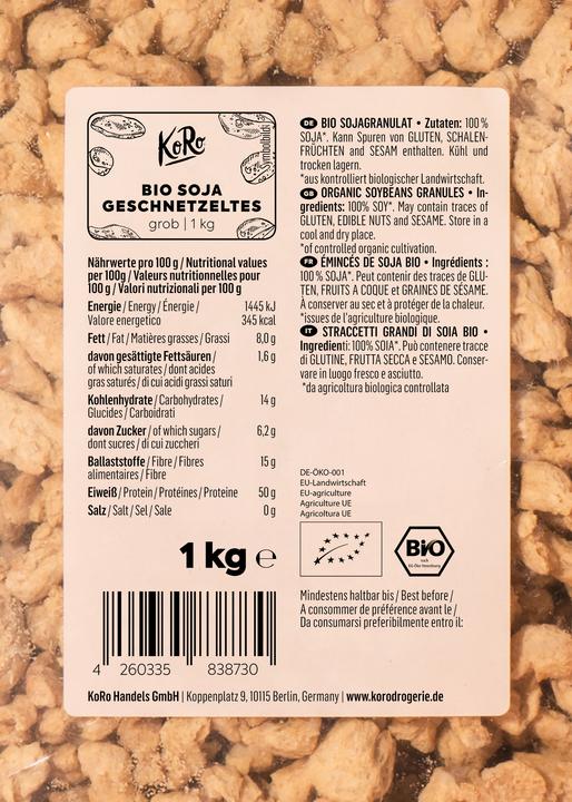 Valori nutrizionali e ingredienti KoRo Granuli di soia biologica (1000 g)