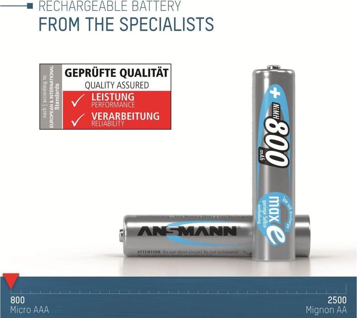 Produktbild Ansmann Micro (AAA)-Akku NiMH maxE 4 + (1.20 V, 800 mAh)