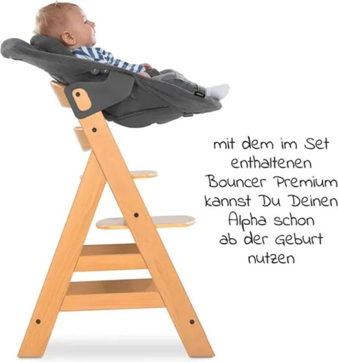 Actual product image Hauck Highchairs Alpha Plus Natural 4-piece Newborn Set - Highchair + 2in1 (Highchair)