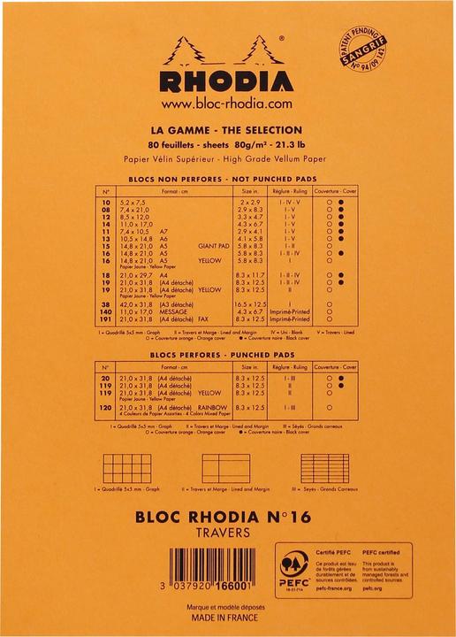 Immagine prodotto Rhodia Blocchi pinzati 80g Basi (A5, Righe)
