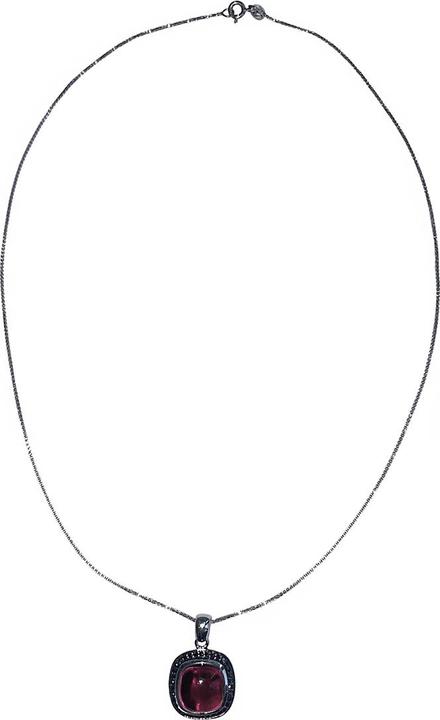 Xen Anhänger mit Kette Granat Cushion-Cabochon 45 cm 925 Silber (925 Sterling Silber, 45 cm)