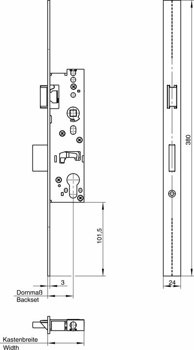 Produktbild Wilka Rohrrahmenschloss Stulp Edelstahl Reno 1438 PZ, 30 mm Dorn, Din umstellbar (Profilzylinder)