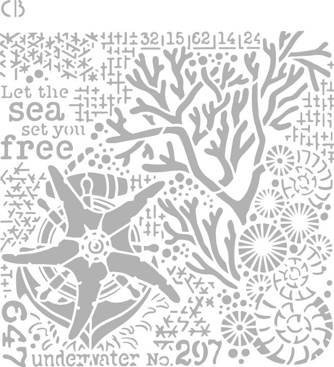 Actual product image Ciao Bella Coral Reef - Underwater" stencil, 24 x 22 cm