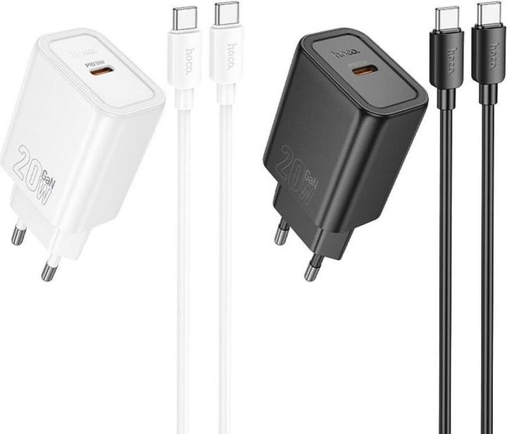 Produktbild Hoco Adapter wall charger Type C + cable Type C to Type C PD QC 20W N60 black (20 W)