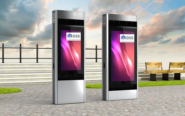 Actual product image DSS Outdoor Stele Portrait, 55" screen, stainless steel
