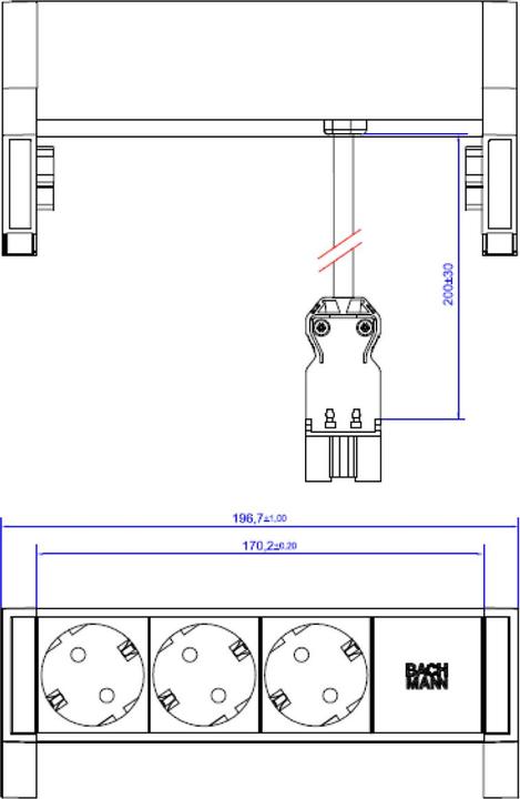 Actual product image Bachmann DESK 2 extension cord (3 x, GST18, 0.20 m)