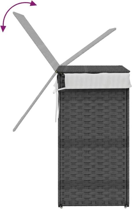 Produktbild VidaXL Wäschekorb mit Deckel Grau 46x33x60 cm Poly Rattan,Farbe
