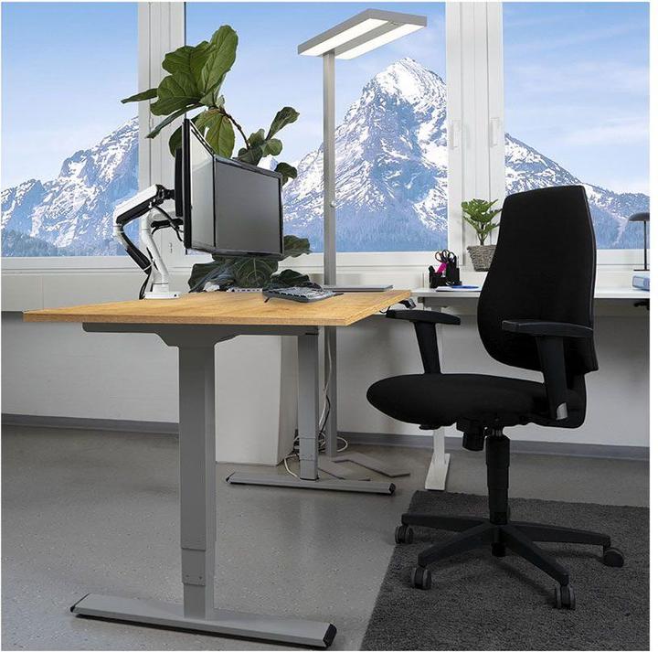 Image du produit Contini table de bureau réglable en hauteur 1.6x0.8m chêne / piétement gris RAL 7045
