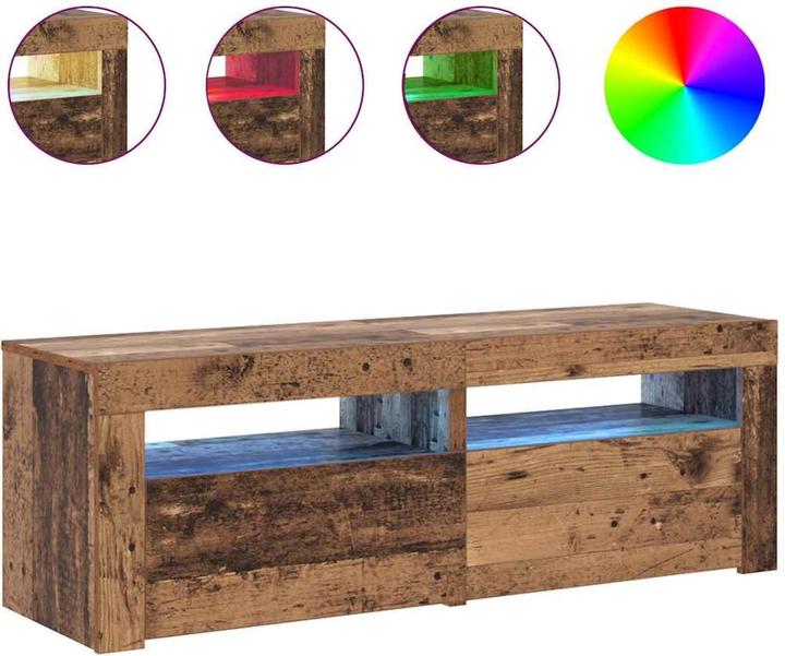 Produktbild VidaXL TV Schrank Lowboard Fernsehschrank Fernsehtisch mit LED Altholz-Optik (120 x 35 x 40 cm)