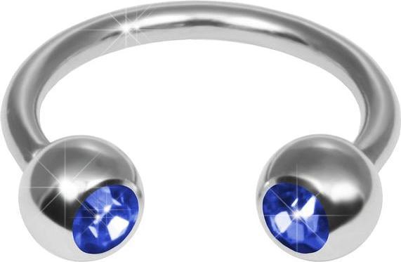 Hermex Circular Barbell Piercing Edelstahl mit Zirkonia - Blau (Edelstahl)