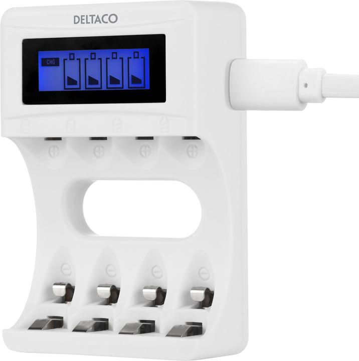 Actual product image Deltaco Ultimate NiMh USB charger AA/AAA batteries display (SG) (1 pcs., AAA, AA)