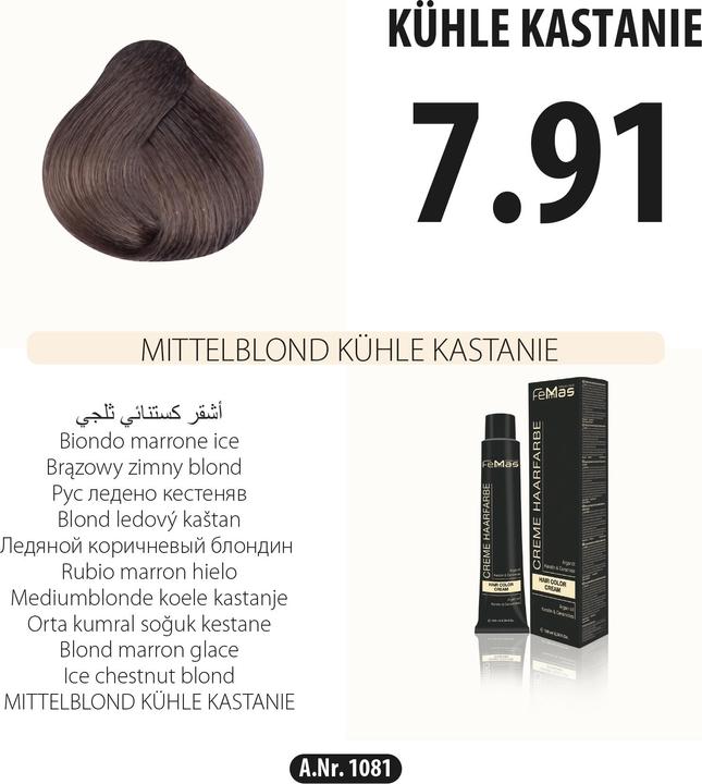 FemMas (7.91) Haarfarbe Mittelblond Kühle Kastanie 100ml (7.91 Mittelblond Kühle Kastanie)