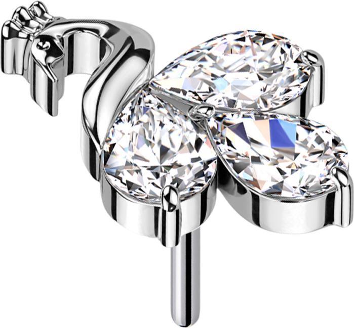 Immagine prodotto Star Piercing Threadless pavone argento tre cristalli argento (Titanio G23, senza ottone)