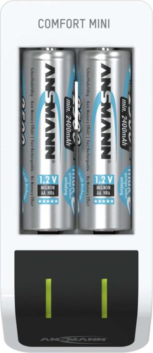 Produktbild Ansmann Comfort Mini Ladegerät inkl. 2 AA Mignon Akkus 2100 mAh (1 Stk., AA, AAA, 2100 mAh, Ladegerät inkl. Akku)