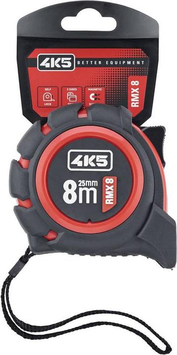 Image du produit 4K5 Mètre à ruban robuste imprimé des deux côtés avec crochet d'extrémité magnétique (8 m)