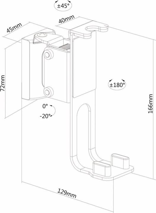 Actual product image Purelink PM-SOM-101 Wall mount speaker, compatible with Sonos® One, Sonos® One SL (1 pcs., Wall installation, Swivel arm with joint, Tiltable)