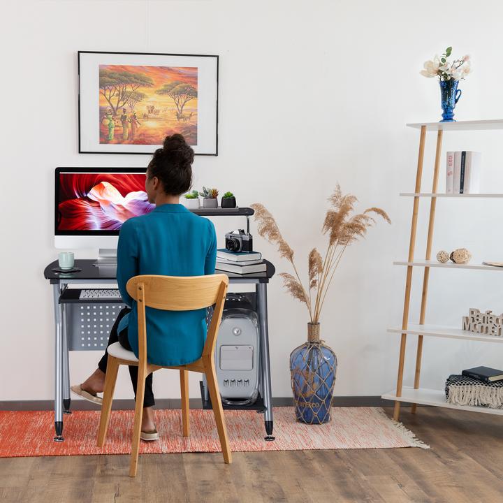 Actual product image Relaxdays Computer Desk With Glass-top (105 x 55 x 98 cm)