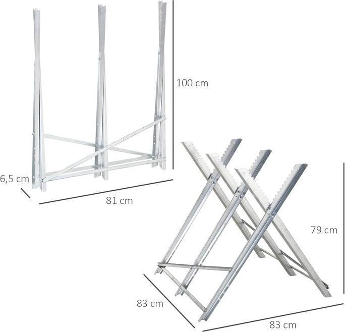 Produktbild Swisshandel24 Kettensägebock Sägebock zusammenklappbar Sägegestell für Brennholz Silber Metall 83 x 83 x 79 cm (83 cm, 83 cm)