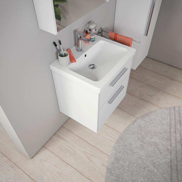 Produktbild Duravit D-Code Waschtisch, mit Hahnloch, mit Überlauf, 650x480x165mm, Weiss Hochglanz (480 mm, 650 mm)