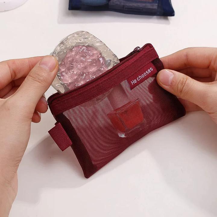 Immagine prodotto Only-Bags.Store 5 pezzi Mini Mesh Storage Bags Multi-color Portable Pencil Case Holder Coin Cosmetic Jewellery