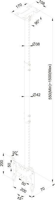 Produktbild Multibrackets Deckenhalter bis 32", Alu, weiss, max. 14 kg