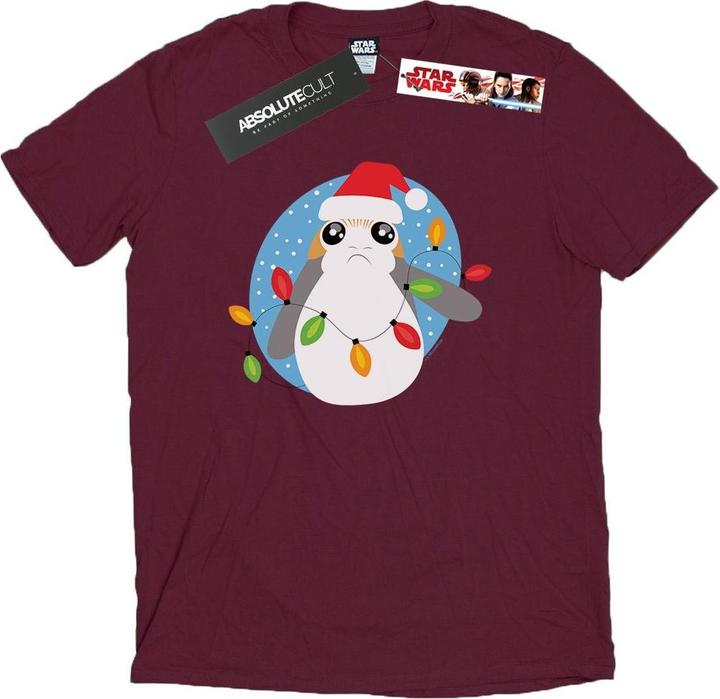 Star Wars The Last Jedi Porg Christmas Lights TShirt (L)