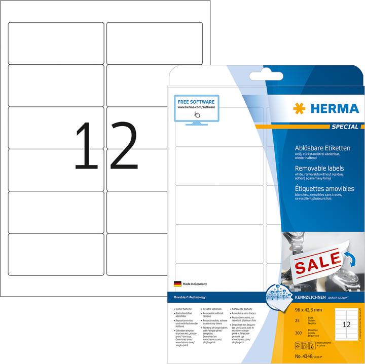 HERMA Ablösbare Etiketten A4