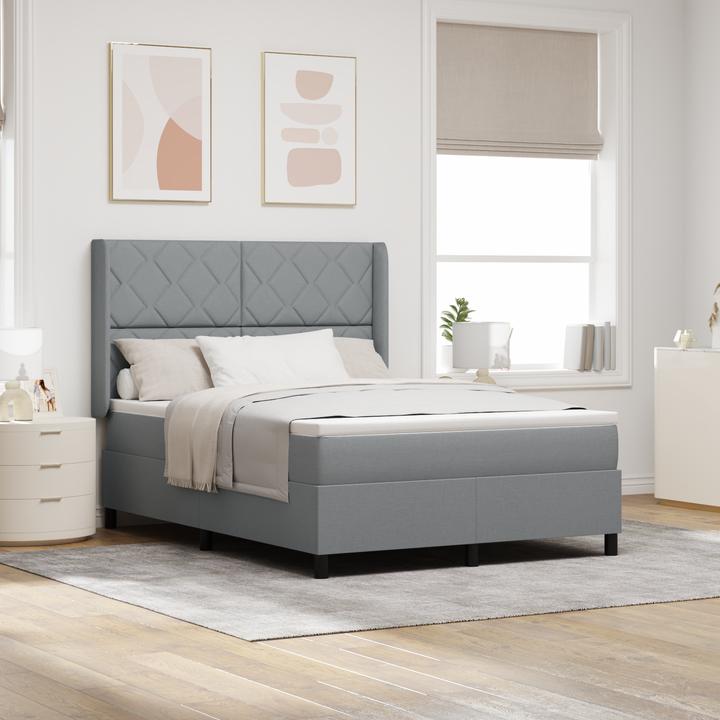 Actual product image VidaXL LED box spring bed with mattress light grey 160x200 cm fabric (160 x 200 cm, Spring core)